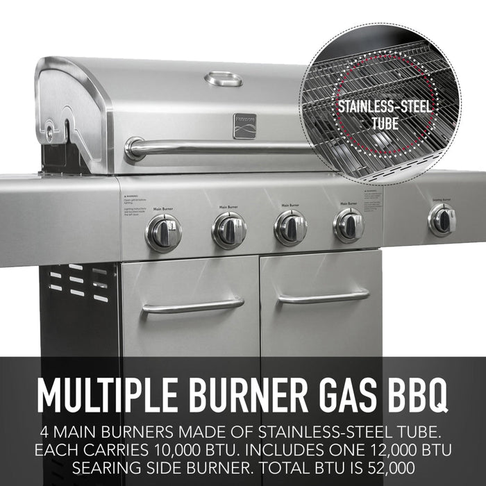 Kenmore || Kenmore - 4 Burner Gas Grill Plus SEARING Side Burner - All Stainless Steel