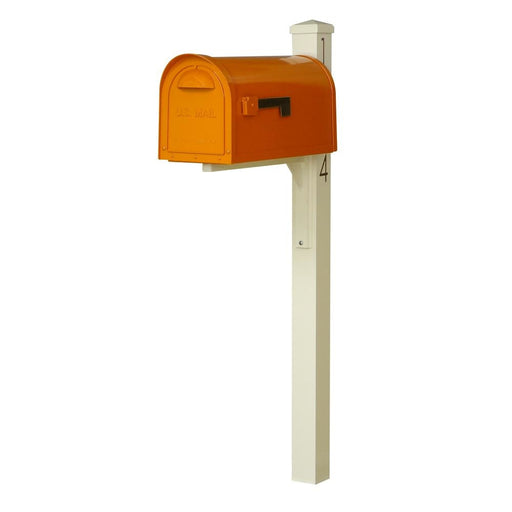 Special Lite Products || Mid Modern Dylan Curbside Mailbox and Post, Orange