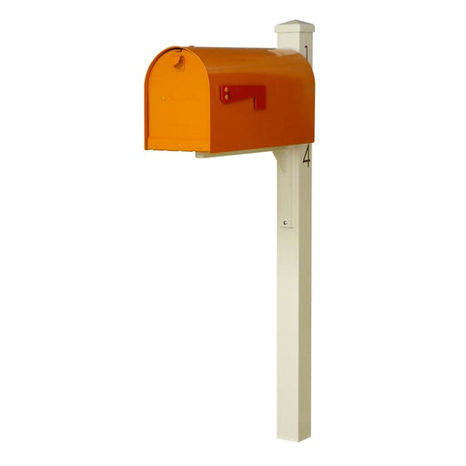 Special Lite Products || Mid Modern Rigby Curbside Mailbox and Post, Orange