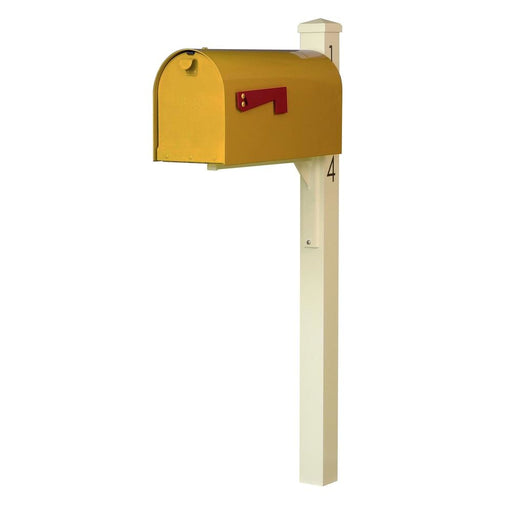 Special Lite Products || Mid Modern Rigby Curbside Mailbox and Post, Yellow