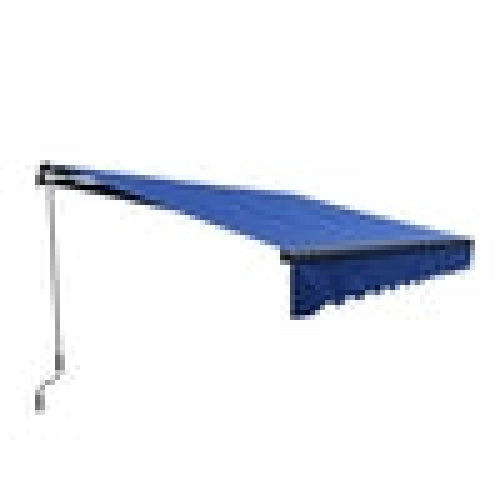 Aleko Products || Motorized Retractable Black Frame Patio Awning 10 x 8 Feet - Blue