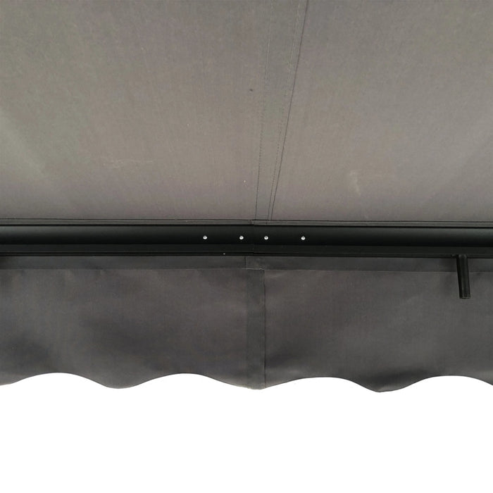 Aleko Products || Motorized Retractable Black Frame Patio Awning 12 x 10 Feet - Gray
