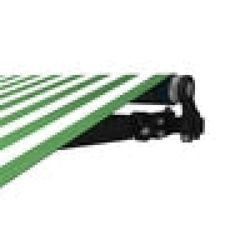 Aleko Products || Motorized Retractable Black Frame Patio Awning 13 x 10 Feet - Green and White Stripes