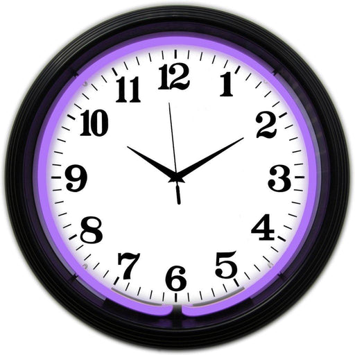 Neonetics || Neonetics Black Rim Purple Standard Neon Clock 8BANDP
