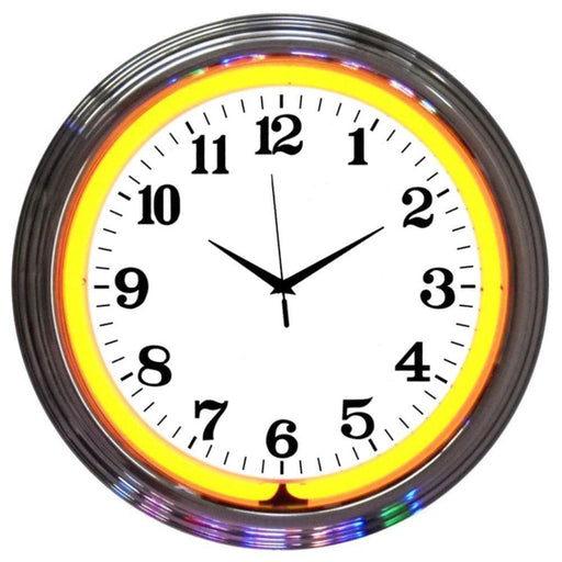 Neonetics || Neonetics Chrome Orange Standard Neon Clock 8CHRCO