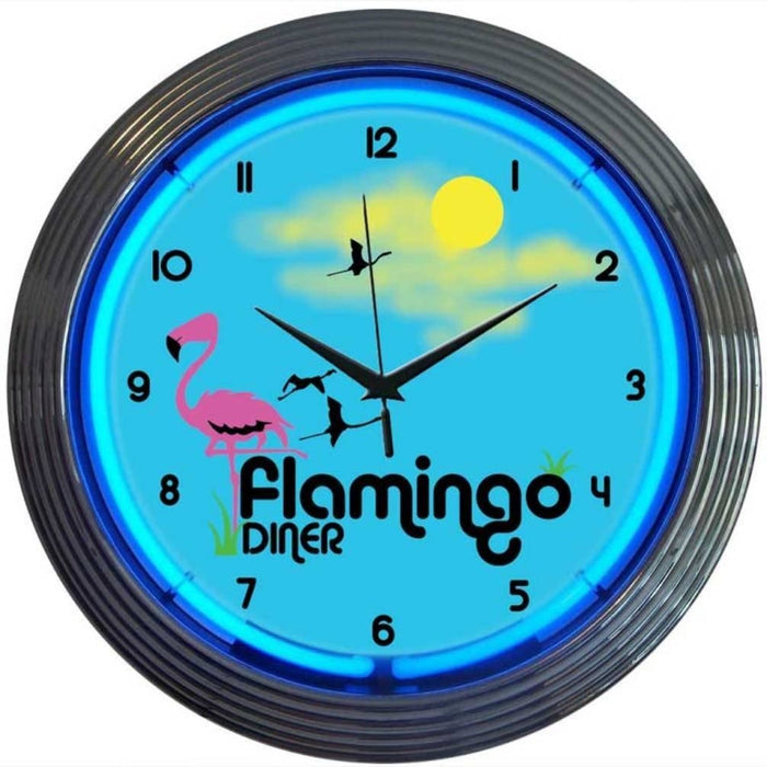 Neonetics || Neonetics Flamingo Diner Neon Clock 8FLAMX