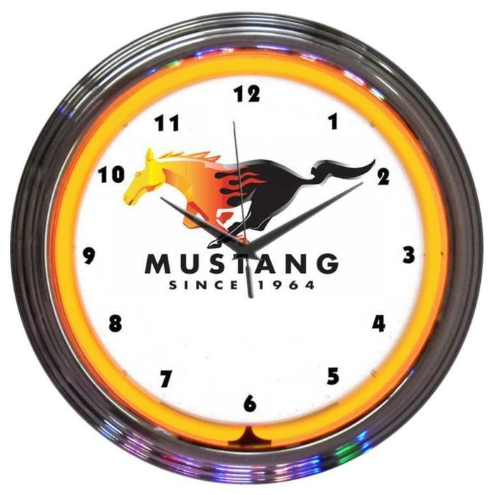 Neonetics || Neonetics Ford Mustang Since 1964 Orange Neon Clock 8MUST2