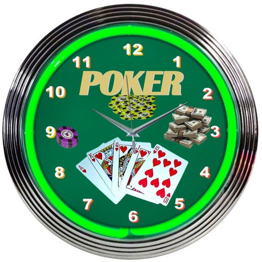 Neonetics || Neonetics Poker Green Neon Clock 8POKER