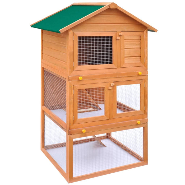 vidaXL || Outdoor Rabbit Hutch Small Animal House Pet Cage 3 Layers Wood 170161