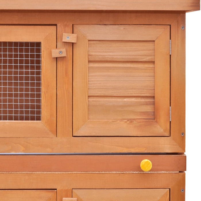 vidaXL || Outdoor Rabbit Hutch Small Animal House Pet Cage 4 Doors Wood 170159