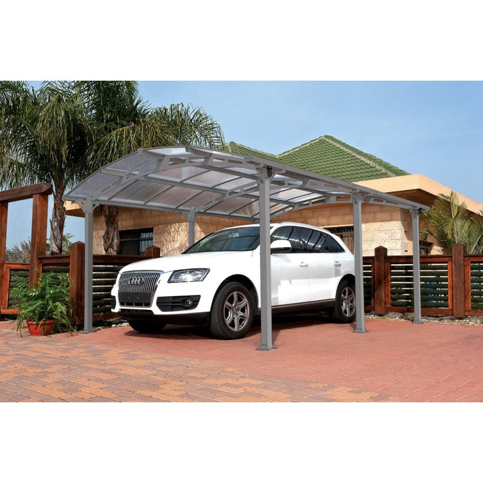 Canopia by Palram || Palram Arcadia 5000 12 ft. x 17 ft. Carport Kit - Grey Structure & Twin Wall Panels