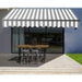 Aleko Products || Retractable Black Frame Patio Awning 10 x 8 Feet - Gray and White Stripes