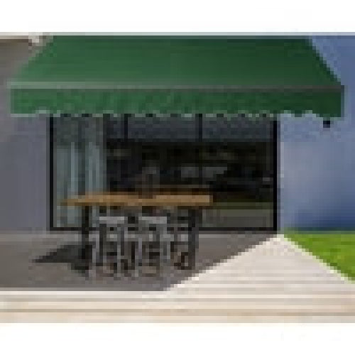 Aleko Products || Retractable Black Frame Patio Awning 13 x 10 Feet - Green