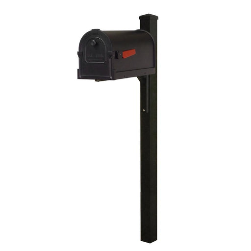 Special Lite Products || Savannah Curbside Mailbox and Wellington Direct Burial Mailbox Post Smooth, Black