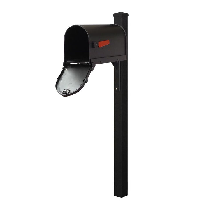 Special Lite Products || Savannah Curbside Mailbox and Wellington Direct Burial Mailbox Post Smooth, Black