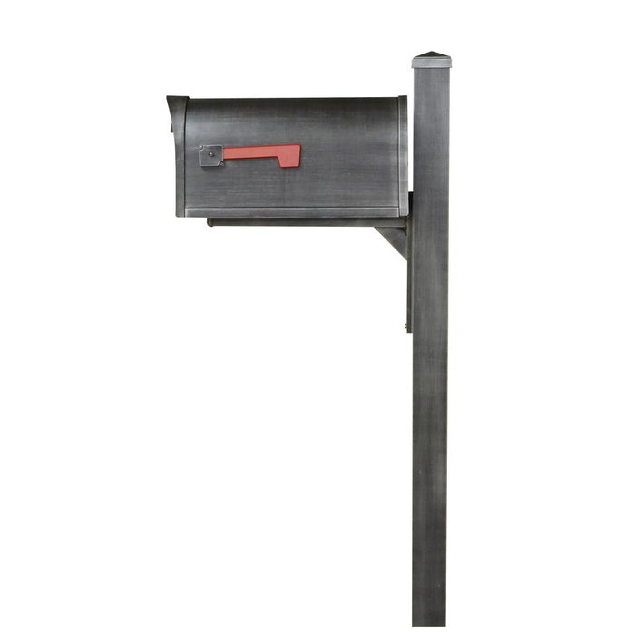 Special Lite Products || Savannah Curbside Mailbox and Wellington Direct Burial Mailbox Post Smooth, Swedish Silver