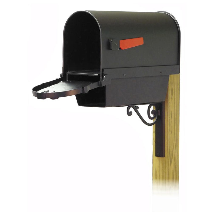 Special Lite Products || Savannah Curbside Mailbox with Newspaper tube and Baldwin front single mailbox mounting bracket