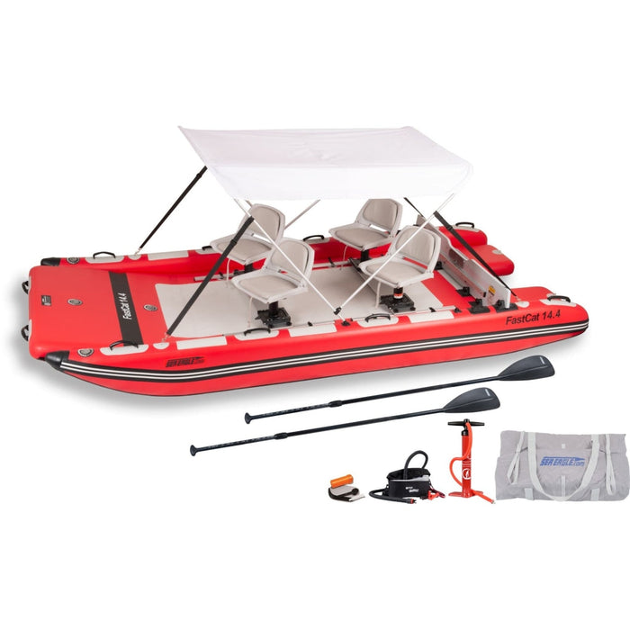 Sea Eagle || Sea Eagle FastCat14™ Catamaran Inflatable Boats Swivel Seat Canopy Package