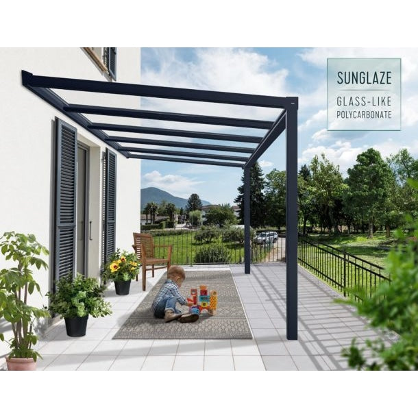 Canopia by Palram || Stockholm 11 ft. x 12 ft. Patio Cover Kit - Grey, Clear Glazing