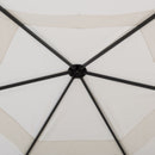 Sunjoy || Sunjoy 11 ft. x 11 ft. White and Black 2-tone Pop Up Portable Hexagon Steel Gazebo