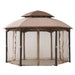 Sunjoy || Sunjoy 13.5 ft. x 13.5 ft. Brown Steel Gazebo with 2-tier Tan and Brown Dome Canopy