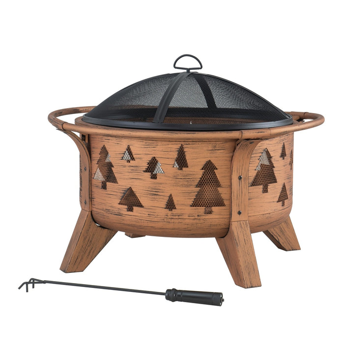 Sunjoy || Sunjoy 30 in. Outdoor Fire Pits Copper Steel Patio Fire Pit Wood Burning Backyard Fire Pit with Spark Screen and Fire Poker
