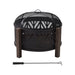 Sunjoy || Sunjoy 31 in. Outdoor Fire Pit Black Steel Patio Fire Pit Wood Burning Backyard Fire Pit with Spark Screen and Fire Poker