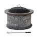 Sunjoy || Sunjoy 32 in. Outdoor Fire Pit Brown and Gray Patio Fire Pit Wood Burning Stone Fire Pit with Spark Screen and Fire Poker
