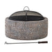 Sunjoy || Sunjoy Outdoor 26 in. Round Wood Burning Stone Fire Pit with Spark Screen and Poker