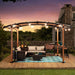 Sunjoy || Sunjoy Outdoor Patio 9x13 Modern Tan Metal Arched Pergola Kit with Shelf