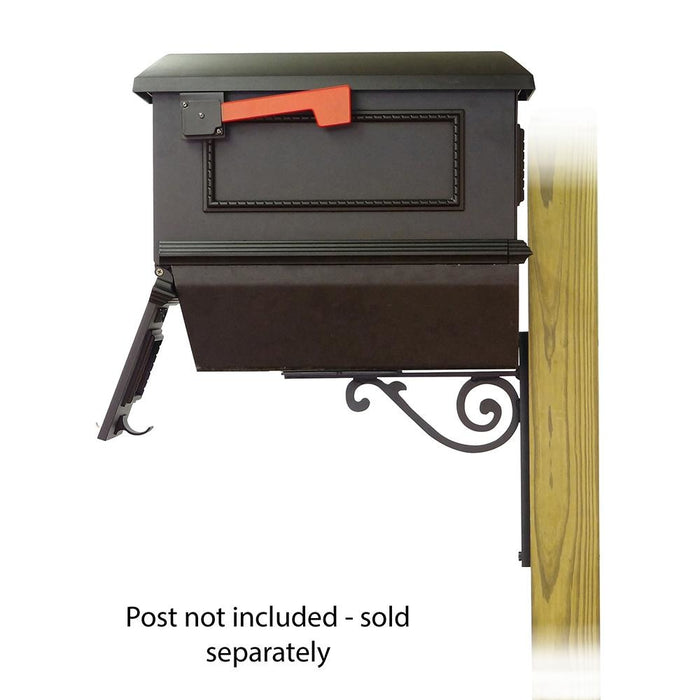 Special Lite Products || Traditional Curbside Mailbox with Newspaper tube and Baldwin front single mailbox mounting bracket