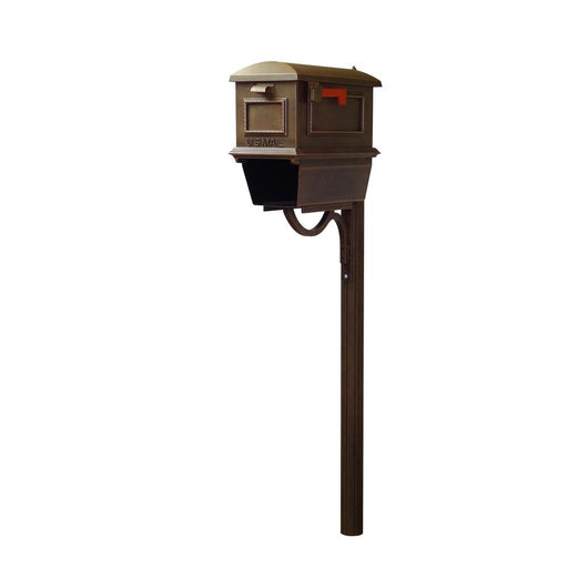 Special Lite Products || Traditional Curbside Mailbox with Newspaper Tube and Richland Mailbox Post