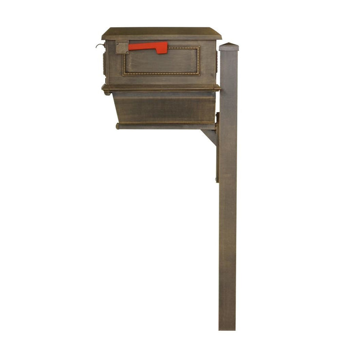 Special Lite Products || Traditional Curbside Mailbox with Newspaper Tube and Wellington Mailbox Post, Copper