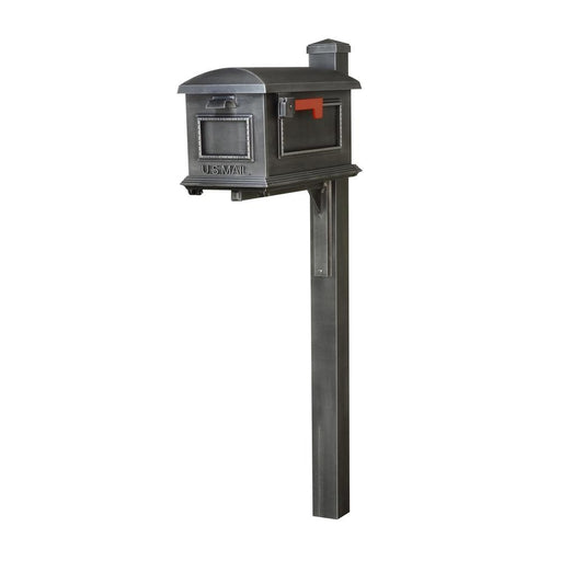 Special Lite Products || Traditional Curbside Mailbox with Wellington Mailbox Post, Swedish Silver