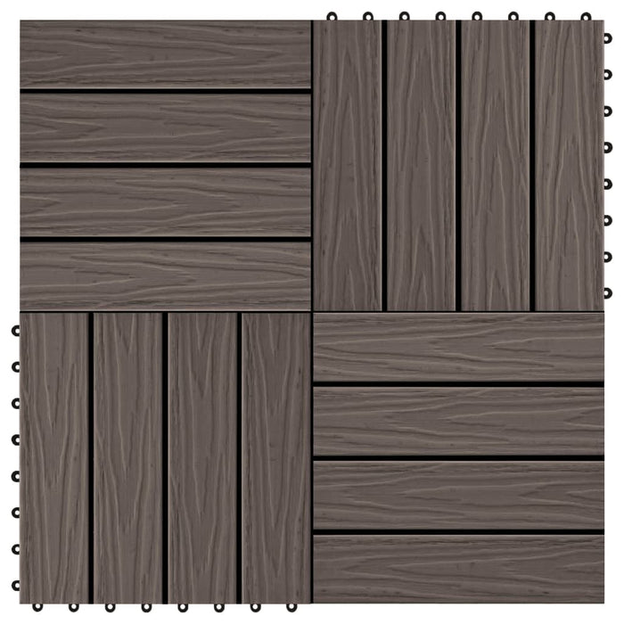 vidaXL || vidaXL 11 pcs Decking Tiles Deep Embossed WPC 11.8" x 11.8" 1 sqm Dark Brown 45038