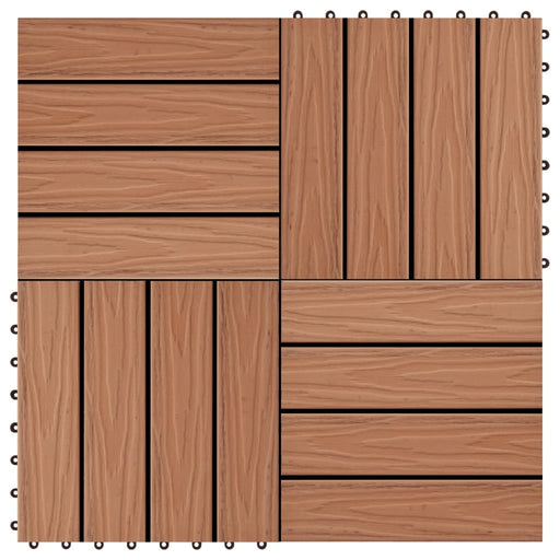 vidaXL || vidaXL 11 pcs Decking Tiles Deep Embossed WPC 11.8" x 11.8" 1 sqm Light Brown 45034