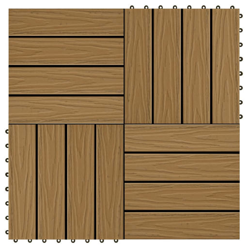 vidaXL || vidaXL 11 pcs Decking Tiles Deep Embossed WPC 11.8" x 11.8" 1 sqm Teak Color 45037