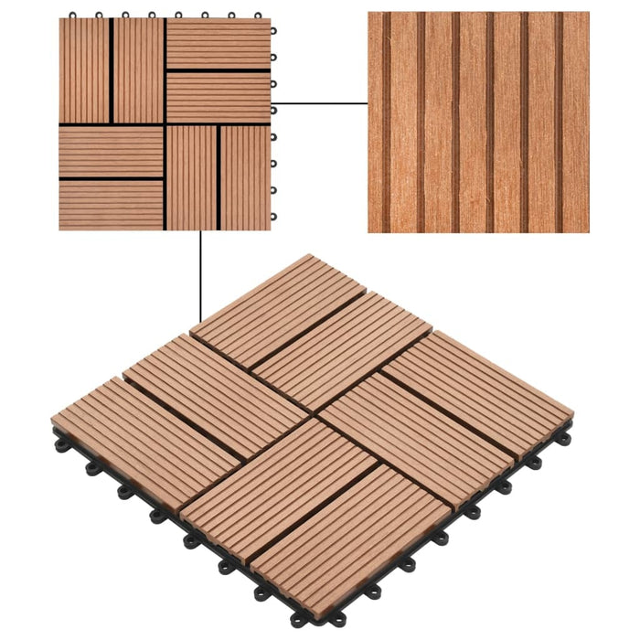 vidaXL || vidaXL 11 pcs Decking Tiles WPC 11.8" x 11.8" 1 sqm Brown 45029