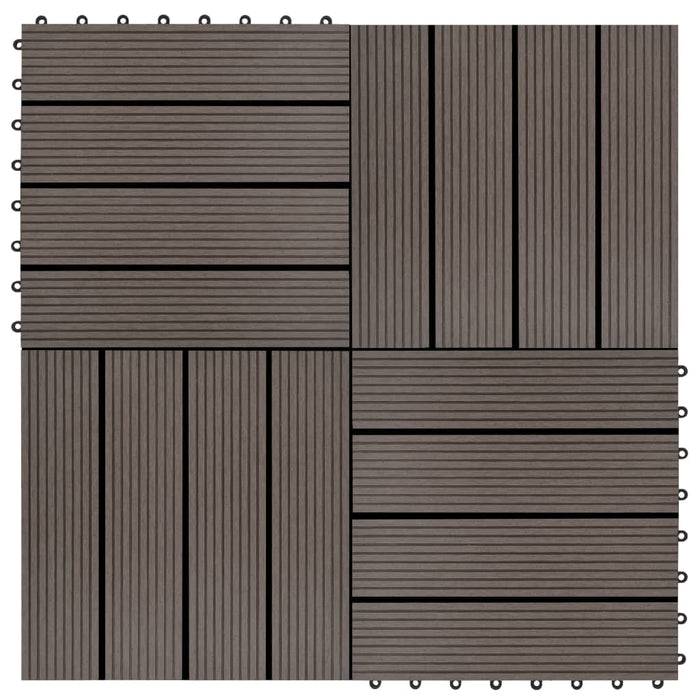 vidaXL || vidaXL 11 pcs Decking Tiles WPC 11.8" x 11.8" 1 sqm Dark Brown 45025