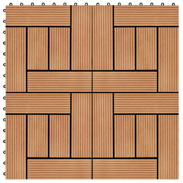 vidaXL || vidaXL 11 pcs Decking Tiles WPC 11.8" x 11.8" 1 sqm Teak Color 45027