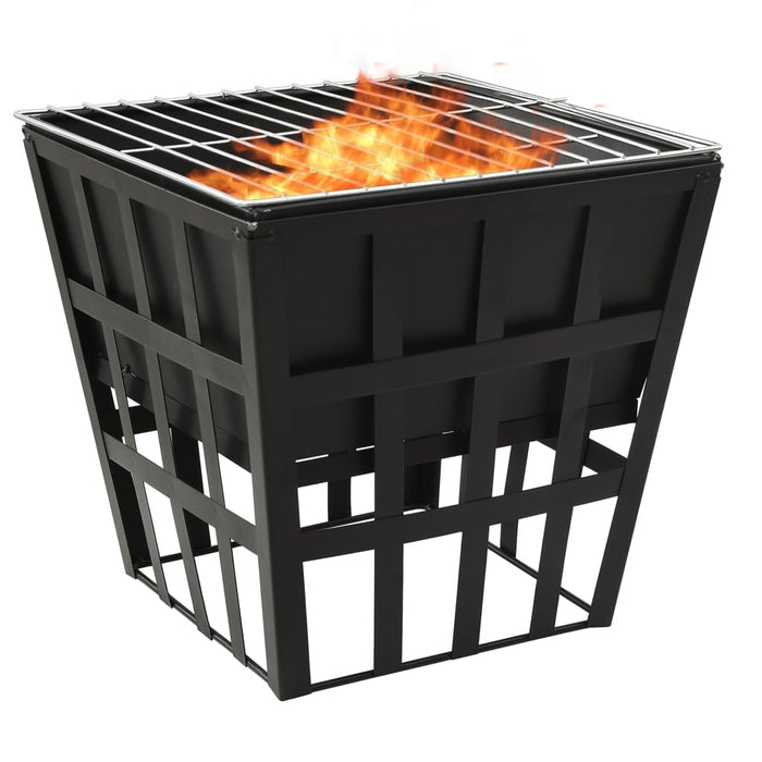 vidaXL || vidaXL 2-in-1 Fire Pit and BBQ 13.4"x13.4"x18.9" Steel 315089