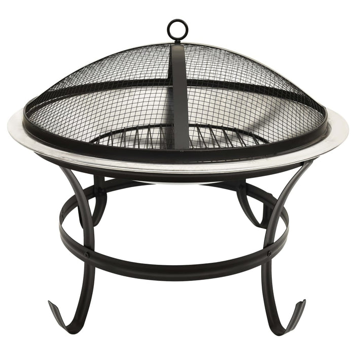 vidaXL || vidaXL 2-in-1 Fire Pit and BBQ with Poker 22"x22"x19.3" Stainless Steel 313351