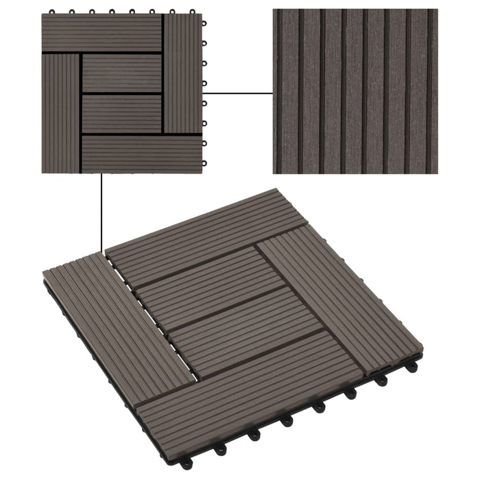 vidaXL || vidaXL 22 pcs Decking Tiles 11.8"x11.8" 21.5 sq.ft WPC Dark Brown 277805