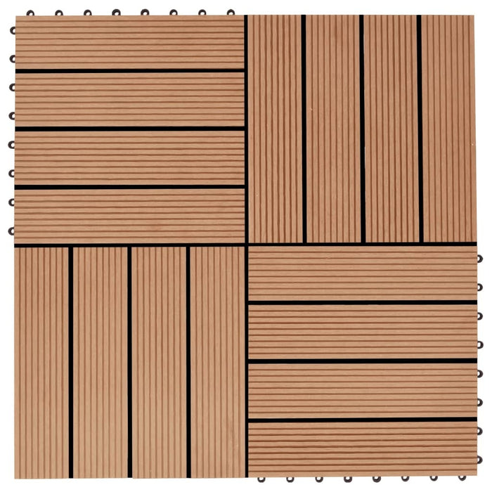 vidaXL || vidaXL 22 pcs Decking Tiles 11.8"x11.8" 21.5 sq.ft WPC Teak Color 277801