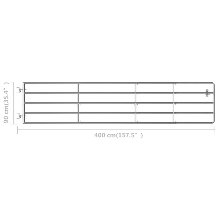 vidaXL || vidaXL 5 Bar Field Gate Steel (59.1"-157.5")x35.4" Silver 145987