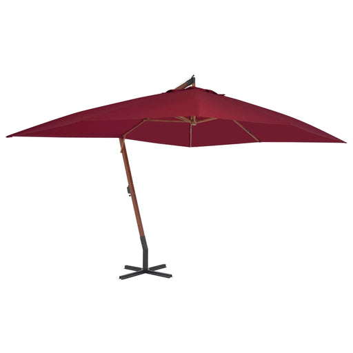 vidaXL || vidaXL Cantilever Umbrella with Wooden Pole 157.5"x118.1" Bordeaux Red 44493