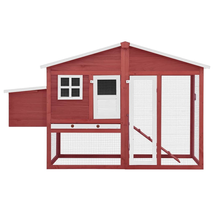 vidaXL || vidaXL Chicken Coop with Nest Box Red and White Solid Fir Wood 170867