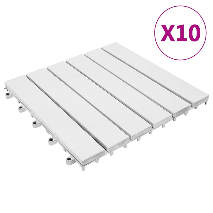 vidaXL || vidaXL Decking Tiles 10 pcs White 11.8"x11.8" Solid Acacia Wood 310117