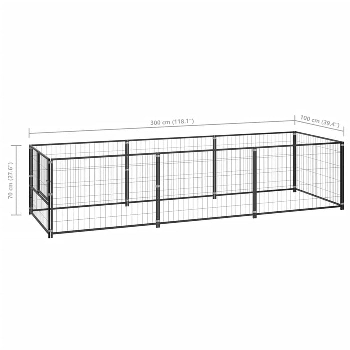 vidaXL || vidaXL Dog Kennel Black 32.3 sq ft Steel 3082093