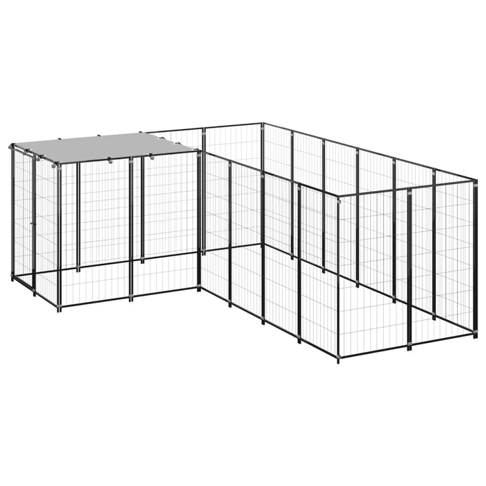 vidaXL || vidaXL Dog Kennel Black 52.1 sq ft Steel 3082211